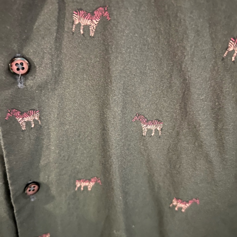 Le 31 Grey Dress Shirt with pink zebras. Very unique.